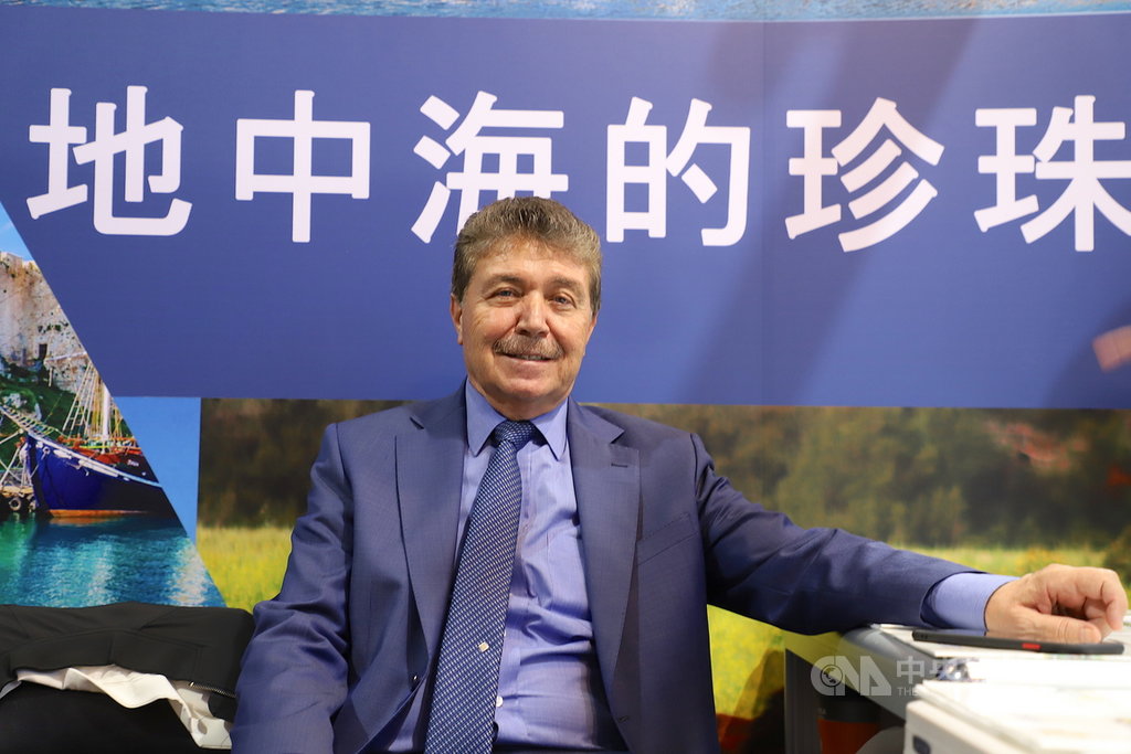 北賽普勒斯土耳其共和國以「地中海的珍珠」標語行銷旅遊,首度參加台北國際旅展。其觀光與環境部長于斯泰爾(圖)8日說,「希望在北賽接待台灣遊客」。中央社記者何宏儒攝 108年11月9日