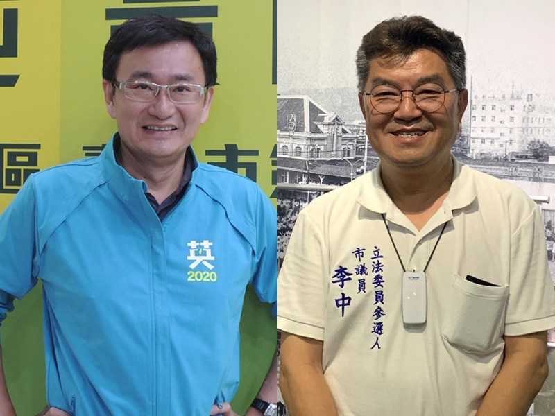 台中市立委選舉第6選區,由民進黨提名的現任立委黃國書(左)迎戰國民黨提名的台中市議員李中(右)。(左圖中央社檔案照片、右圖取自facebook.com/iloveleechang)