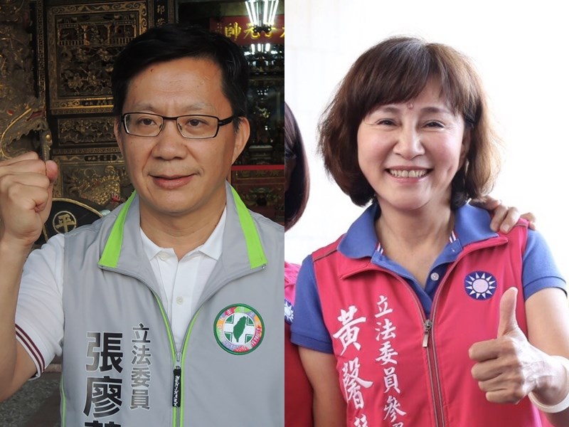 台中市立委選舉第4選區由民進黨籍現任立委張廖萬堅(左)迎戰國民黨提名參選人黃馨慧(右)。(左圖為中央社記者郝雪卿攝、右圖取自facebook.com/hsinghwi200)