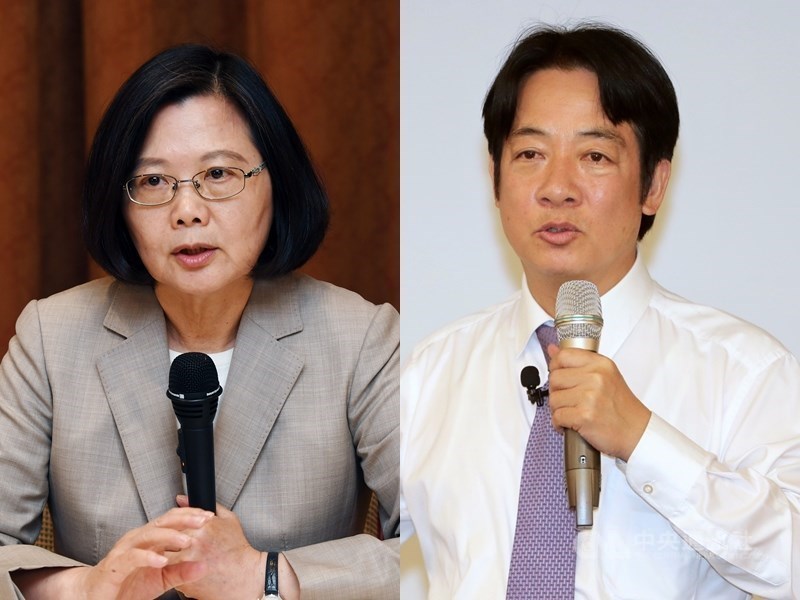 蔡總統高雄競選總部預計16日舉行總部成立大會,同時將舉辦大型造勢活動,蔡總統(左)與前行政院長賴清德(右)可望正式同台。(中央社檔案照片)