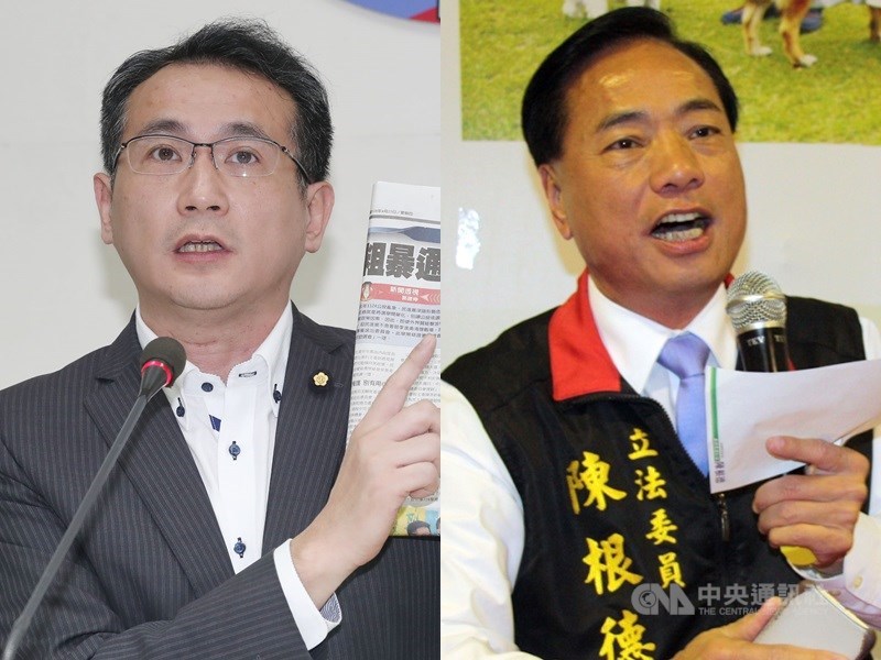 民主進步黨桃園市第1選舉區立法委員鄭運鵬(左)拚連任,將面對4年前對手陳根德(右),加上台灣民眾黨參選人陳泓維參戰,形成「三腳督」戰局。(中央社檔案照片)