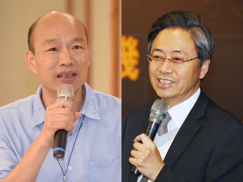 2020總統大選18日起受理登記,藍綠陣營副手人選備受關注,國民黨總統參選人韓國瑜(左)副手10日提前曝光,由國政顧問團總召張善政(右)出線。(中央社檔案照片)