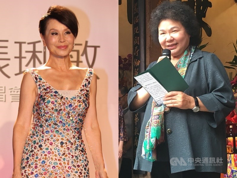 資深女星張琍敏(左)日前指總統府秘書長陳菊(右)「蛇鼠一窩」,被陳菊自訴加重誹謗罪。台北地方法院11日判決張琍敏無罪。(中央社檔案照片)
