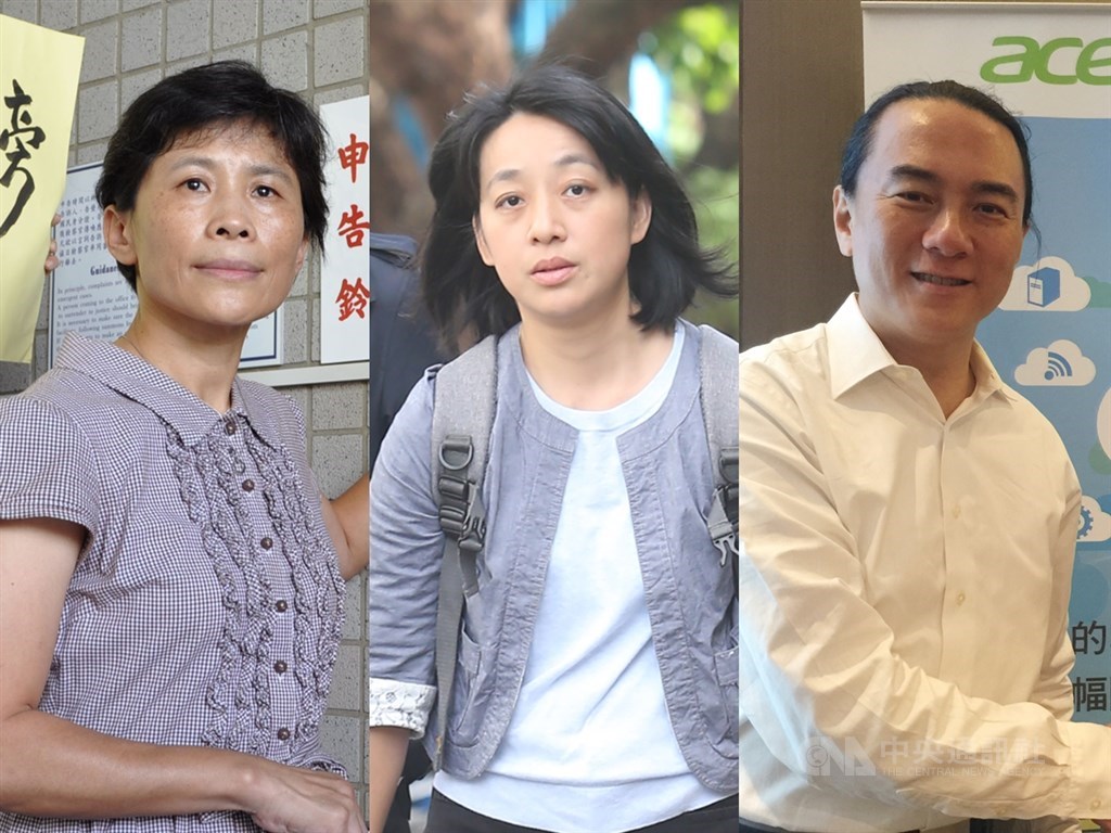 時代力量12日公布2020不分區名單,總計12名,包含環團出身的陳椒華(左起)、小燈泡媽媽王婉諭、科技業出身的台北市府顧問翟本喬等人。(中央社檔案照片)