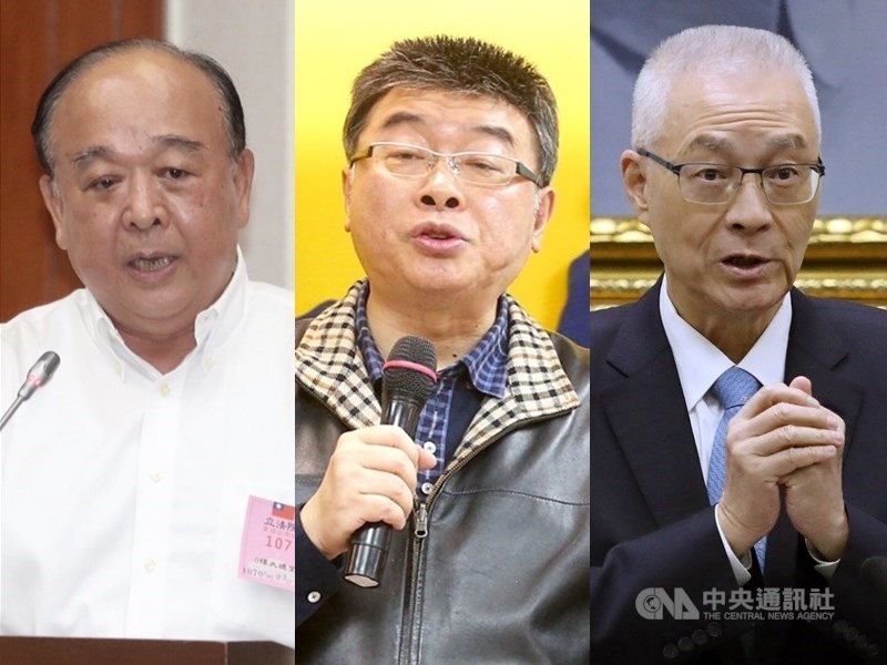 國民黨13日公布不分區立委名單,退將吳斯懷(左)、前立委邱毅(中)及黨主席吳敦義(右)皆在安全名單,引發黨內青壯派反彈。(中央社檔案照片)