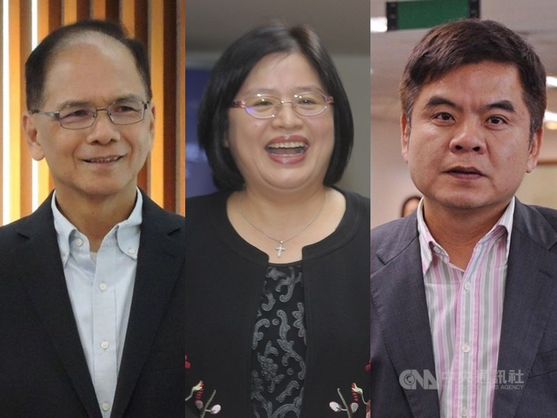 民進黨中執會14日開會討論不分區立委名單,前行政院長游錫堃(左)排第7,現任不分區立委吳玉琴(中)改列首位,現任區域立委莊瑞雄(右)排第10名。(中央社檔案照片)