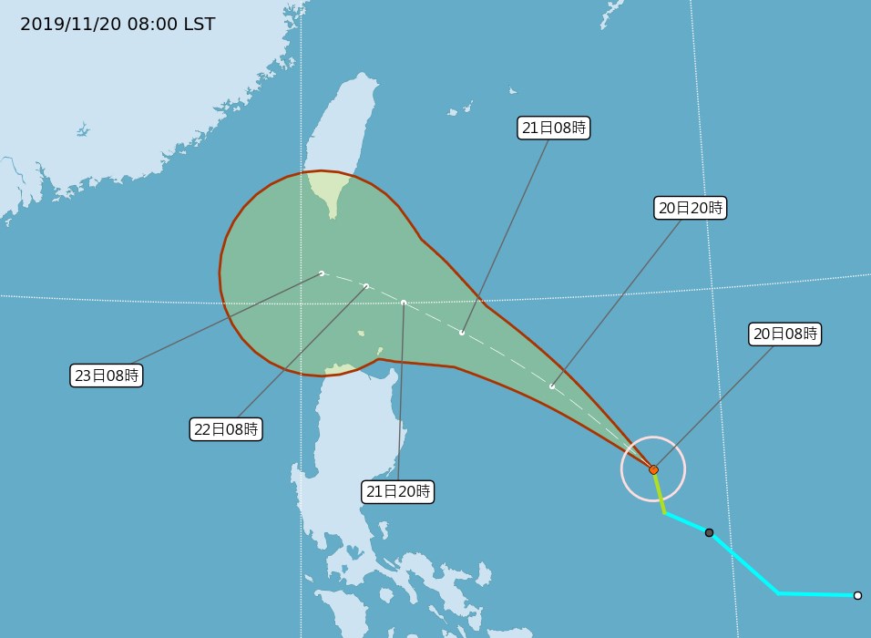 中央氣象局表示,颱風鳳凰20日上午8時生成,預計將朝西北西方向前進,不排除發布颱風警報。(圖取自中央氣象局網頁cwb.gov.tw)