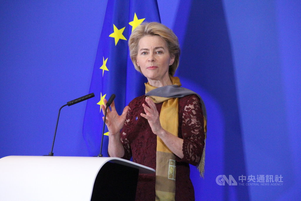 歐盟執委會史上首位女主席范德賴恩1日正式上任,她強調將打造一個更強大的聯盟,讓歐洲成為冠軍。中央社記者唐佩君布魯塞爾攝 108年12月1日