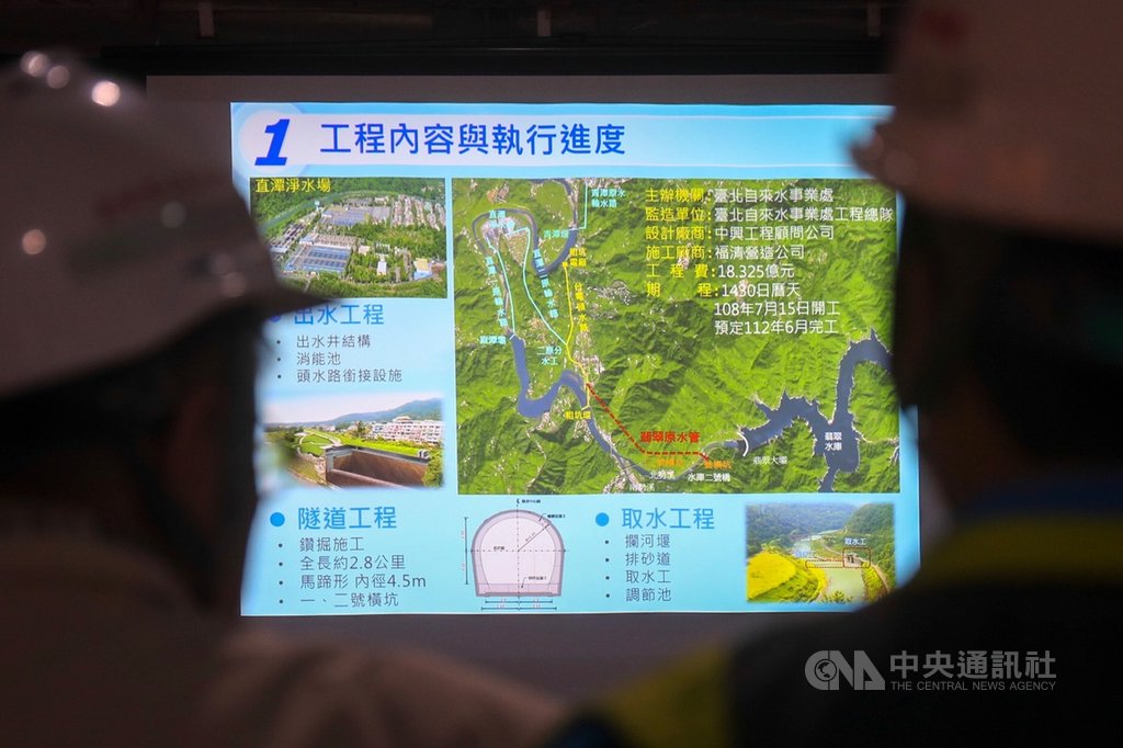 台北市自來水事業處「翡翠原水管工程」2日在翡翠水庫進行隧道開挖進洞,預計民國112年完工,強化雙北市民用水保障。中央社記者裴禛攝 108年12月2日