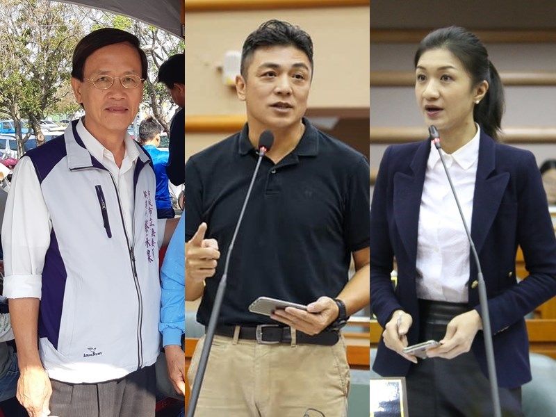 2020年嘉義市立委選舉,8人搶攻1席,其中5人是現任市議員。除了民進黨王美惠、國民黨傅大偉之外,另外3名參選立委的市議員分別是無黨籍蔡永泉(左)、凌子楚(中)及戴寧(右)。(圖取自各參選人臉書facebook.com)
