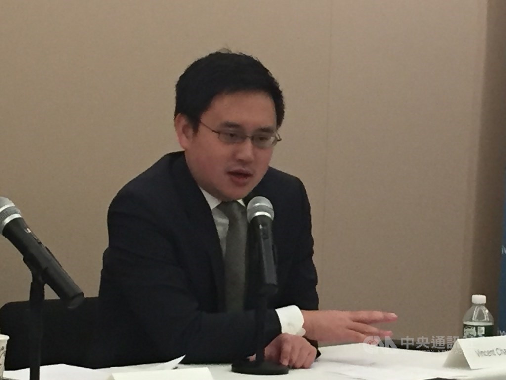 駐美代表處政治組組長趙怡翔指出,台灣與其他民主利益相關各方必須做好準備,以面對來自北京在區域內的挑戰。中央社記者江今葉華盛頓攝 108年12月10日