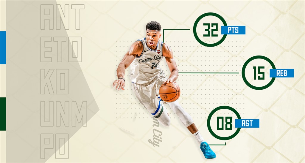 NBA密爾瓦基公鹿球星安特托昆博9日繳出32分、15籃板、8助攻的準大三元表現,助球隊擊敗奧蘭多魔術。(圖取自twitter.com/Bucks)