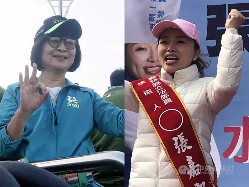 尋求連任的雲林縣立委蘇治芬(左)與對手張嘉郡實力相當,兩人挑戰不敗紀錄,選情膠著。中央社記者姜宜菁攝 108年12月15日