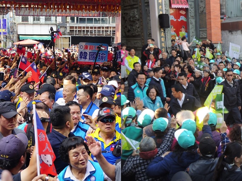 總統大選被視為搖擺區的中台灣,為兵家必爭之地,藍綠積極搶攻。(左圖為民眾提供、右圖為中央社記者郝雪卿攝 108年12月15日)