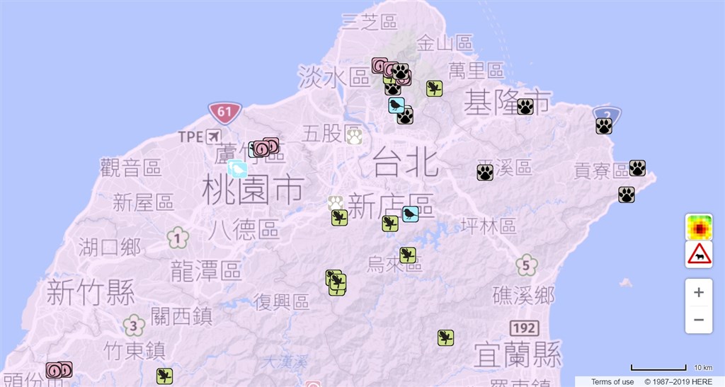 特生中心成立的路殺社與多個道路管理單位合作,費時8年匯集全台16萬筆動物路殺時空資料,歸納116個動物路殺好發路段。(圖取自百大路殺熱點路段及改善現況圖資網頁aquawill.github.io/taiwan_roadkill_map)