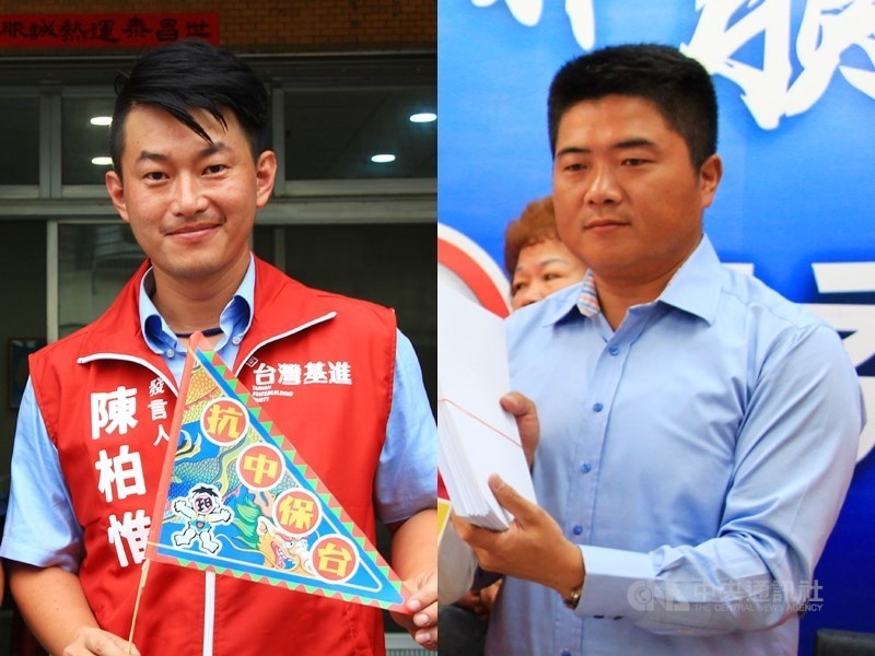 第10屆立法委員選舉,台中市第2選舉區「3Q哥」陳柏惟(左)為台灣基進拿下第一席立委,國民黨立委候選人顏寬恒(右)自行宣布敗選。(中央社檔案照片)