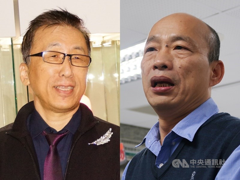 作家苦苓(左)指高雄市長韓國瑜(右)上任沒作為迄今舉債高,並推算「罷韓省1200億」。高雄市政府20日再度澄清並要求苦苓道歉,否則提告。(中央社檔案照片)