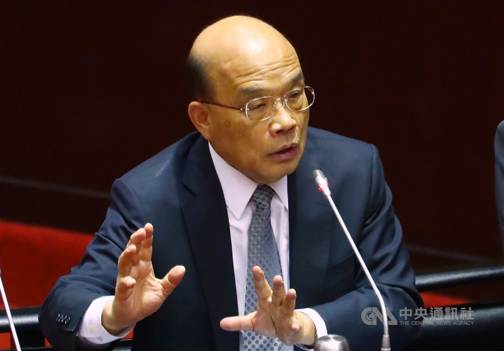 行政院長蘇貞昌(圖)6日表示,武漢台商包機回台整件事「完全走樣,下不為例」。(中央社檔案照片)
