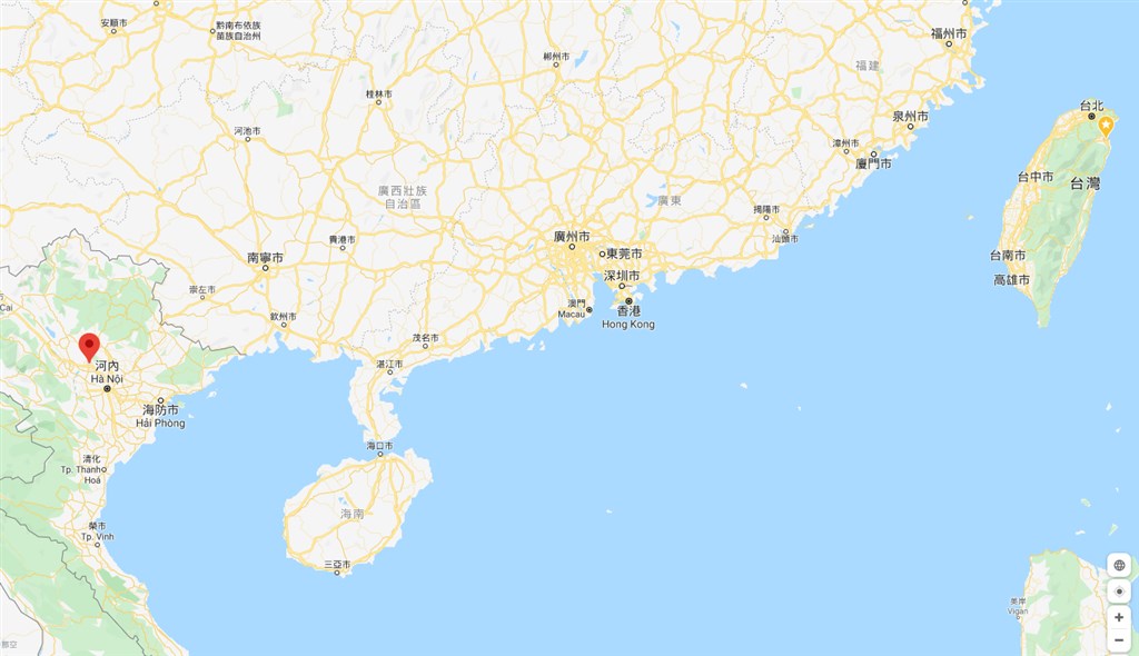 越南境內至今累計有15起武漢肺炎確診病例,其中10例來自北部永福省(紅點處)。越南政府12日決定封鎖已有5例確診的永福省平川縣山雷村,防範疫情蔓延擴大。(圖取自Google地圖網頁google.com/maps)