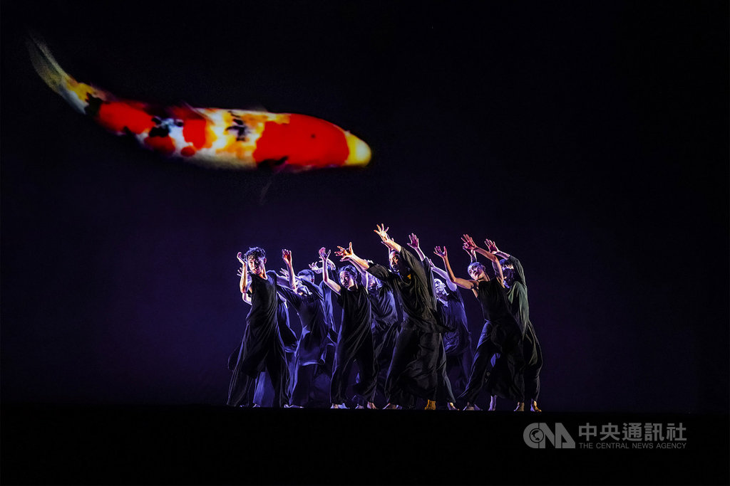 雲門舞集帶著藝術總監鄭宗龍舞作「十三聲」前進法國巡演,「十三聲」以錦鯉貫穿整個舞台視覺,有觀眾表示,全作就像用舞蹈把他們帶到了台北艋舺。(雲門舞集提供)中央社記者洪健倫傳真 109年2月14日