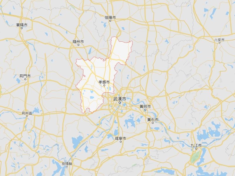 2019冠狀病毒疾病(武漢肺炎)重災區湖北省孝感市17日凌晨防控再升級,宣布禁止所有居民外出。(圖取自Google地圖網頁google.com.tw/maps)