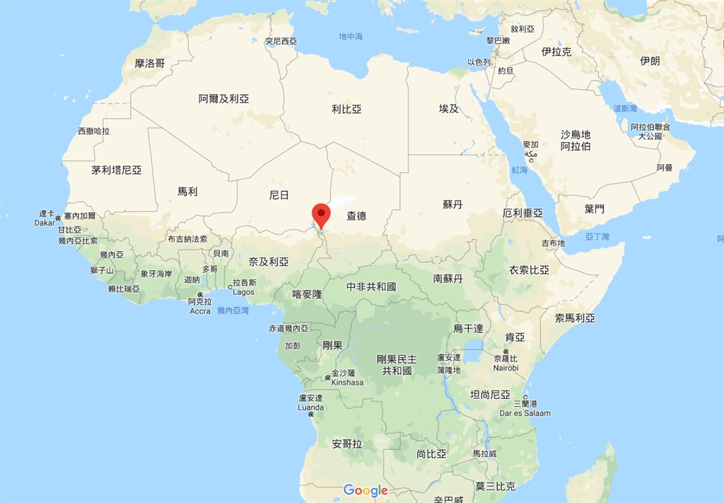 博科聖地利用地形廣闊的優勢發動攻勢,近幾個月來加強攻擊查德湖(紅標處)地區的島嶼。(圖取自Google地圖網頁google.com/maps)