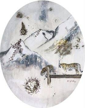 藝術家楊依香貼出市價5萬元的作品「明知山有虎」,活動期間只賣6800元,造成搶購風潮。(楊依香提供)