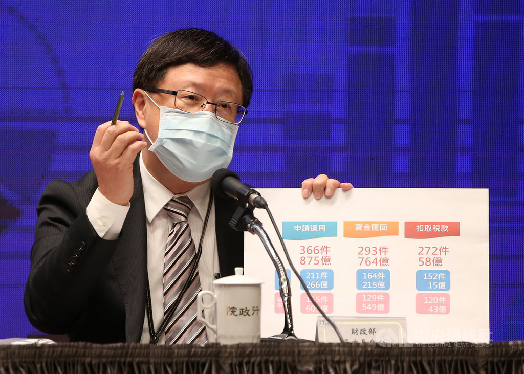 行政院5日舉行「紓困振興方案—看好台灣 回流資金持續加碼」記者會,財政部次長吳自心(圖)說明政策。中央社記者鄭傑文攝 109年5月5日