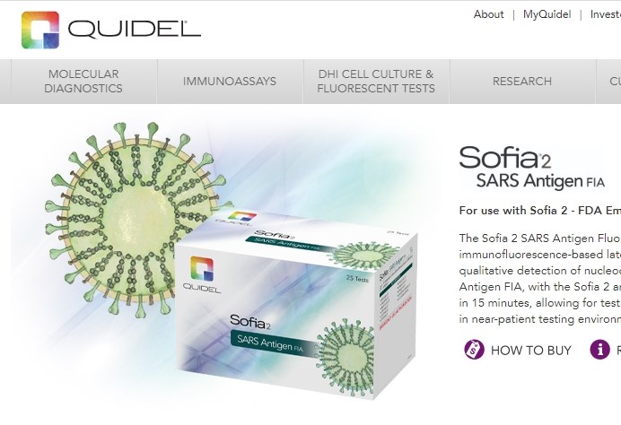 FDA已批准使用Quidel Corp.研發的抗原檢測,Quidel表示,這項新型檢測能於15分鐘內提供準確的自動化檢驗結果。(圖取自Quidel Corp.網頁quidel.com)