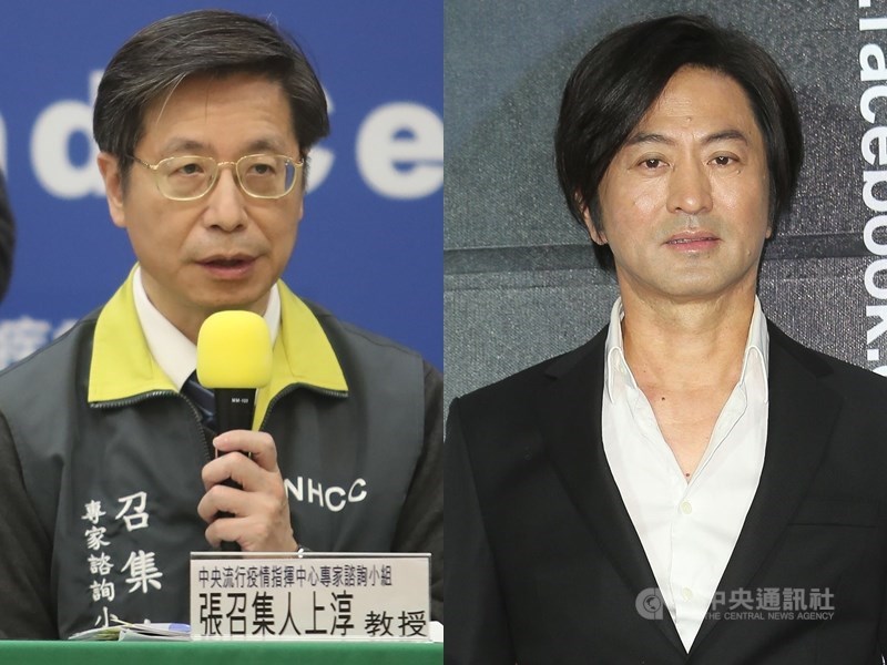 歌手張洪量(右)在媒體專訪中透露,與疫情指揮中心專家小組召集人張上淳(左)是堂兄弟,張上淳25日下午回應表示:「我看媒體才知道。」(中央社檔案照片)
