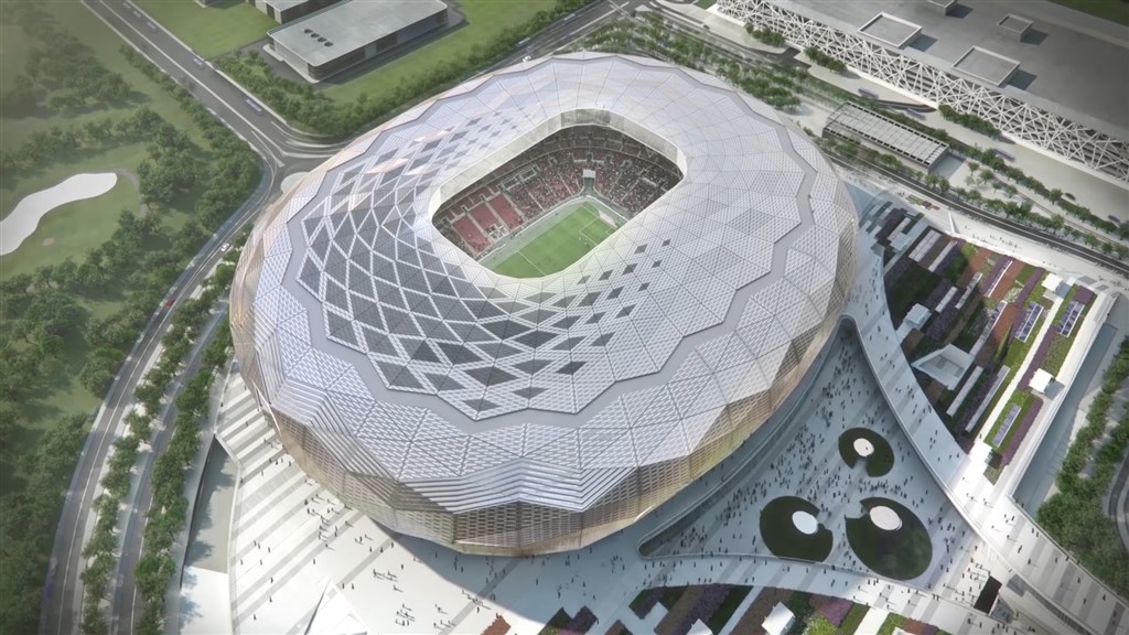 2022卡達世界盃資格賽第2輪賽事可望於10月重啟。圖為卡達世界盃主場館模擬畫面。(圖取自facebook.com/theafcdotcom)