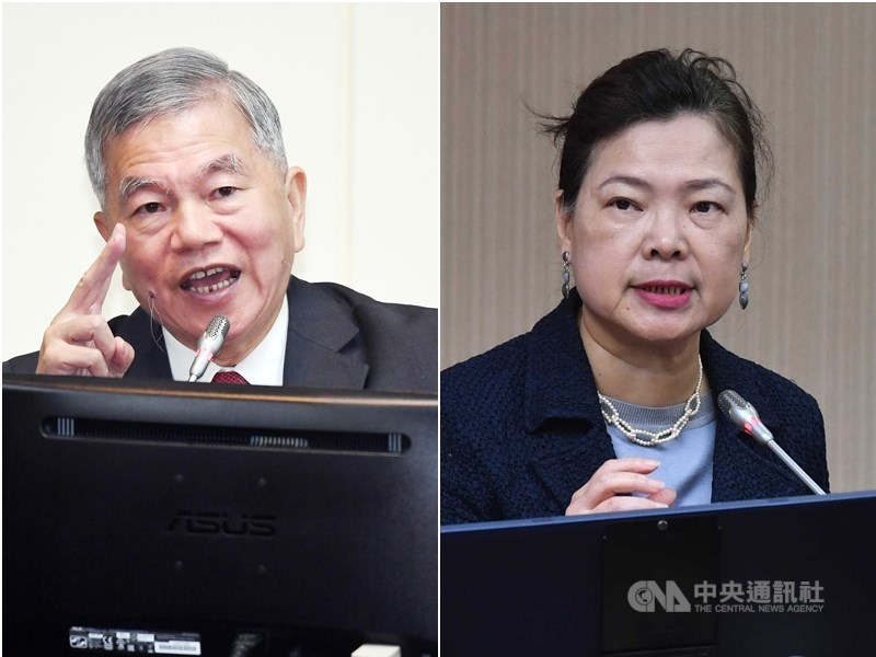 行政院發言人丁怡銘19日上午宣布,經濟部長沈榮津(左)升任行政院副院長,經濟部長的遺缺則由原經濟部政務次長王美花(右)升任。(中央社檔案照片)