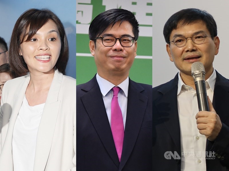 高雄市長補選電視政見發表會1日登場,藍綠白參選人備戰。圖左為國民黨參選人李眉蓁、中為民進黨參選人陳其邁、右為民眾黨參選人吳益政(右)。(中央社檔案照片)