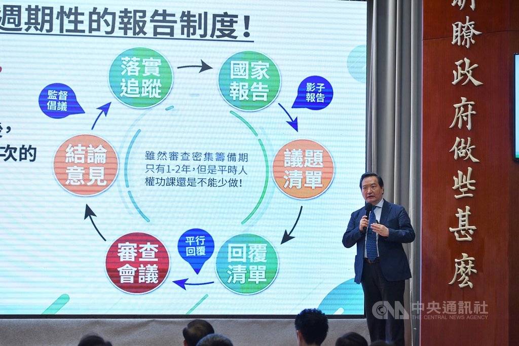 行政院29日下午舉行「兩公約第三次國家報告發表記者會」,政務委員羅秉成表示,期待在今年12月10日的世界人權日,正式提出「國家人權行動計畫」。中央社記者王飛華攝 109年6月29日