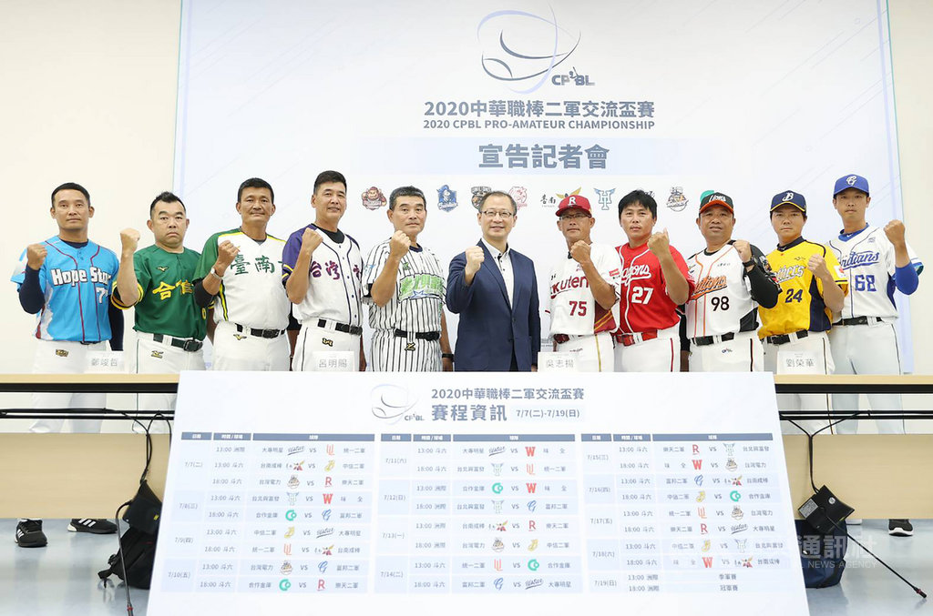 中華職棒二軍交流盃賽將於7月7日登場,此次總計10支球隊參賽,29日舉行開賽記者會。圖中為中職會長吳志揚。(中華職棒提供)中央社記者謝靜雯傳真 109年6月29日