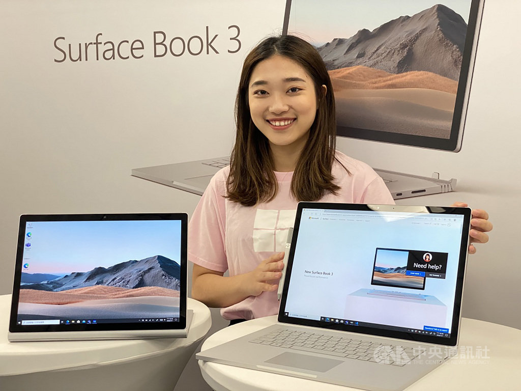 台灣微軟7日宣布全新Surface Book 3筆電在台灣上市,搭載4核心英特爾第10代處理器、獨立圖形處理器,主打創意設計工作者和開發人員。中央社記者吳家豪攝 109年7月7日