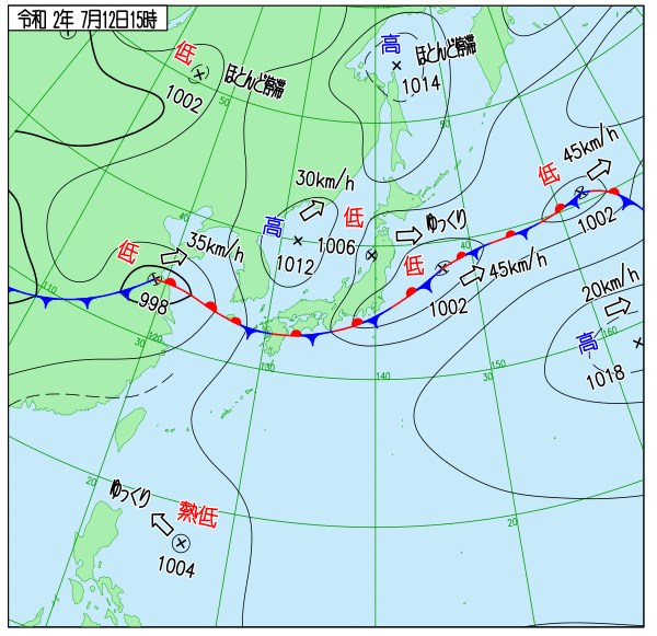 氣象廳解釋,今年6月到7月的水溫較往年高攝氏0.5度,伴隨積雨雲出現的上升氣流也旺盛;上升的大氣在菲律賓海附近下降,結果使梅雨鋒面在日本附近滯留。(圖取自日本氣象廳網頁jma.go.jp)