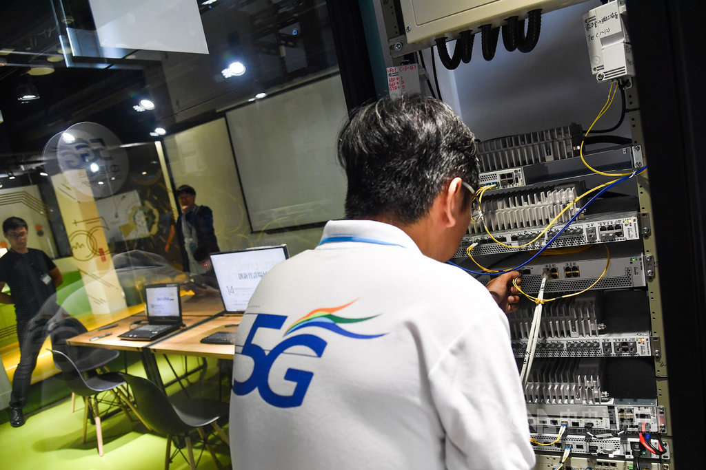 中華電信與經濟部工業局攜手打造5G數位科技實證場域與應用展示平台,14日正式開張,未來將歡迎更多新創科技產業進駐。中央社記者林俊耀攝 109年7月14日