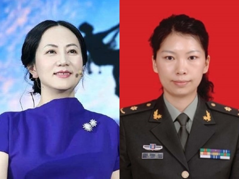 共軍背景的中國女學者唐娟23日在美國被捕迄今,從官方到媒體一片噤聲,與高調力挺華為財務長孟晚舟(左)形成強烈對比。中國網友得知當局並未聘請律師協助唐娟打官司,感嘆人分貴賤。(左圖取自華為雲微博網頁weibo.com/hwcloud,右圖取自美國司法機關網頁justice.gov)