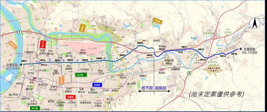 台北市政府捷運工程局規劃,捷運民生汐止線第二期路線從大稻埕碼頭東側,沿民生西路、民生東路往東穿過基隆河,至新湖一路、民善街路口為止,環保署31日審查環境影響決議通過。(圖取自北市捷運局網頁www-ws.gov.taipei)