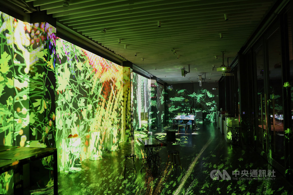 位於新北市金山區的朱銘美術館每週六晚間6時後免費入場,且有光雕藝術展演,在室內場地「太極匯」並有沉浸式光影饗宴「夜宴─晶瑩展」可讓遊客體驗。(朱銘美術館提供)中央社記者黃旭昇新北市傳真 109年8月1日