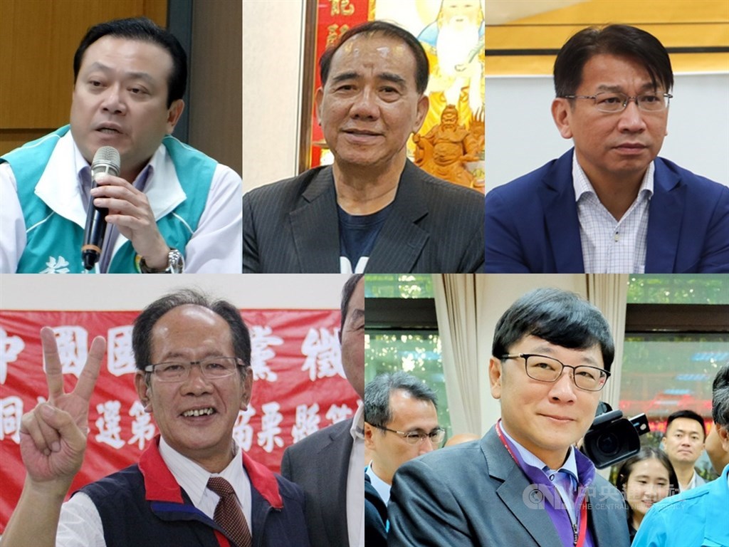 台北地檢署偵辦立委涉嫌收賄案,調查局1日複訊後聲請羈押蘇震清(上排左起)、廖國棟、徐永明、陳超明(下排左起)、趙正宇5名現卸任立委。(中央社檔案照片)