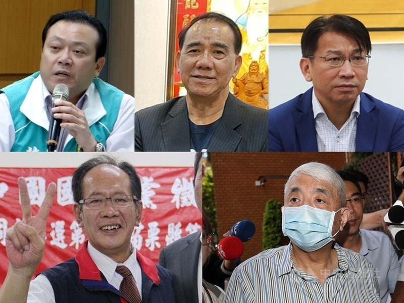 立委涉嫌收賄案,台北地院3日晚間9時許訊問完所有被告,法官諭知將於4日下午2時30分裁定立委蘇震清(上排左起)、立委廖國棟、前立委徐永明、立委陳超明(下排左起)、前太流公司負責人李恆隆等8人是否羈押。(中央社檔案照片)