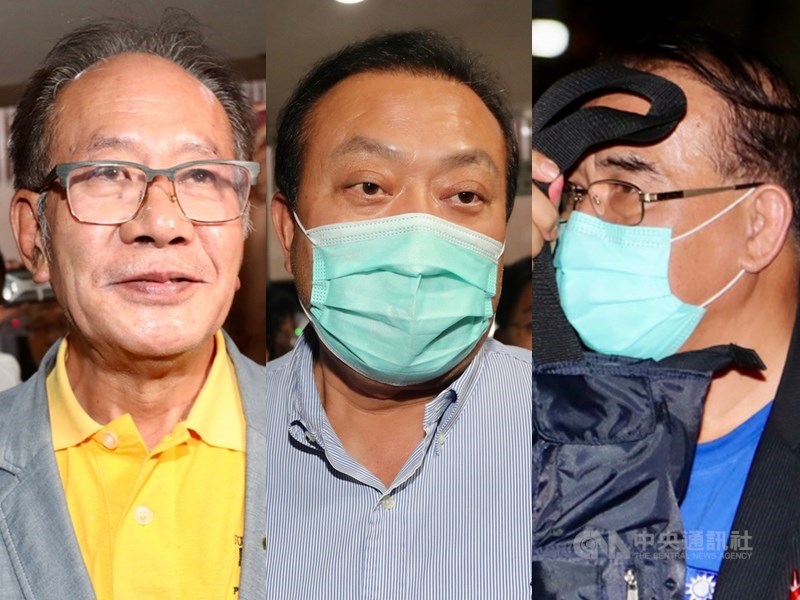 立委陳超明(左起)、蘇震清、廖國棟涉嫌收受前太流公司負責人李恆隆賄賂,日前遭北院裁准羈押禁見,3名立委不服裁定提起抗告,高等法院8日駁回,羈押確定。(中央社檔案照片)