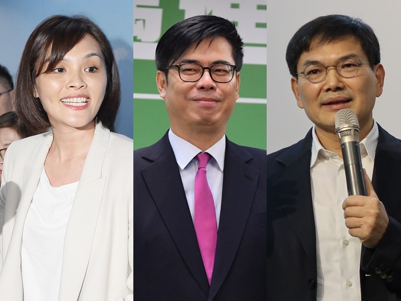 高雄市長補選3位候選人分別為國民黨籍李眉蓁(左)、民進黨籍陳其邁(中)、民眾黨籍吳益政(右)。(中央社檔案照片)