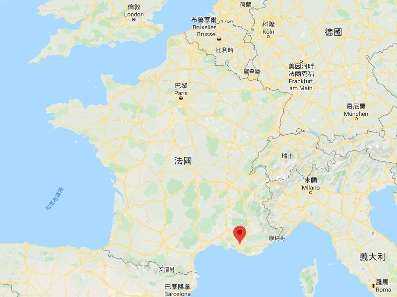 歐洲司司長姜森25日說,南法地區為台灣民眾赴法旅遊重要目的地,駐普羅旺斯台北辦事處未來將與位於巴黎的駐法國代表處密切協調。紅標處為艾克斯普羅旺斯市。(圖取自Google地圖網頁google.com/maps)