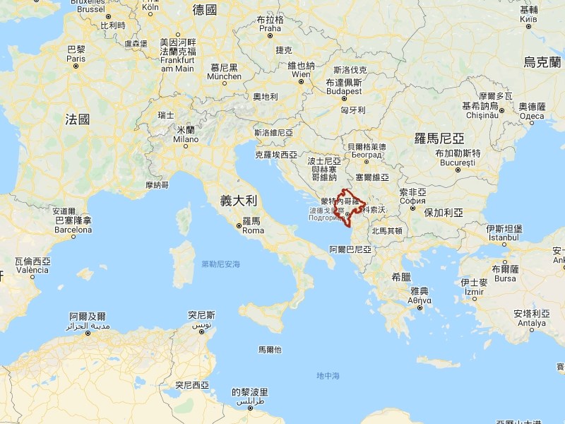 亞得里亞海小國蒙特內哥羅30日舉行國會大選,若三大反對勢力聯手,執政黨可能被趕下台。(圖取自Google地圖網頁google.com/maps)