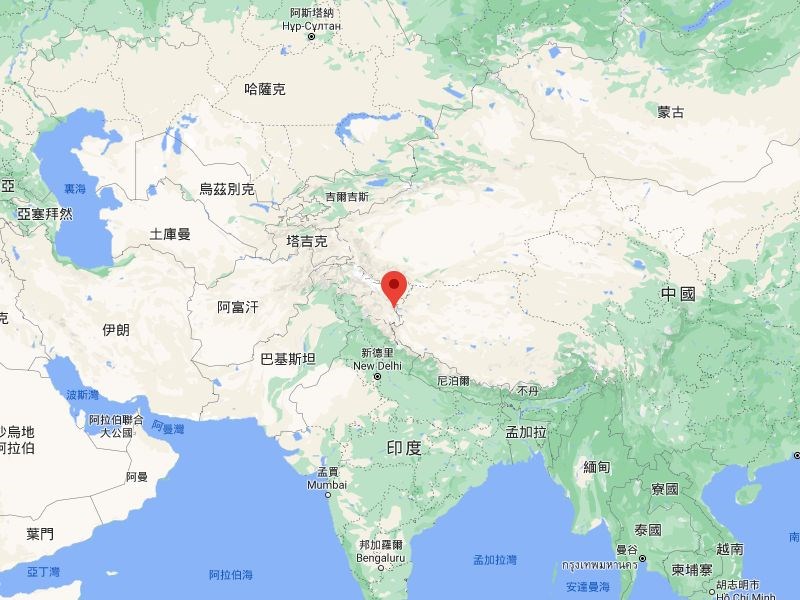 中印部隊8月29日至31日在拉達克東部班公錯湖(紅標處)爆發新一輪衝突。(圖取自Google地圖網頁google.com/maps)