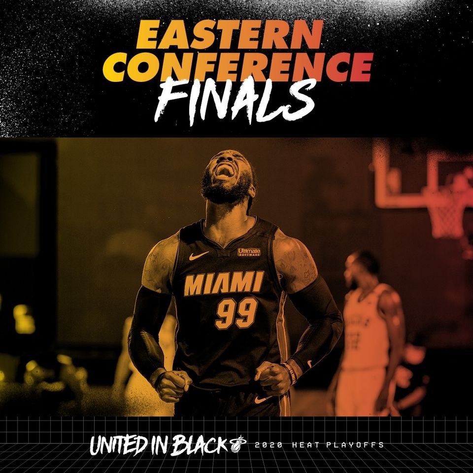 NBA熱火以103比94獲勝,系列賽4比1淘汰東區龍頭公鹿,闖進東區冠軍戰。(圖取自facebook.com/MiamiHeat)