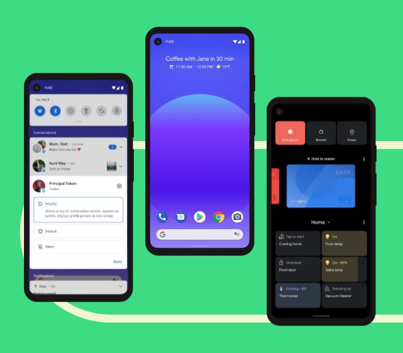 Google今天宣布Android 11作業系統正式登場,Pixel、OnePlus、小米、OPPO和realme手機名列首波更新名單。(圖取自Android官方網頁www.android.com)